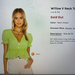 Line & Dot Willow V Neck Top - M